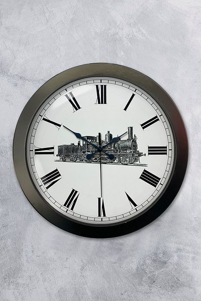 Kasva Concept 36 cm Black Metal Black Train Wall Clock