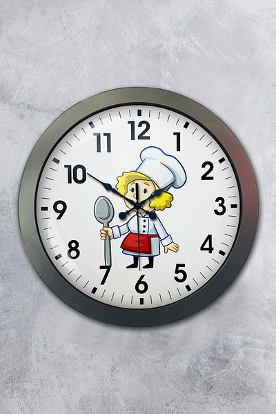 Kasva Concept Gift 36 cm Black Metal Cook Kitchen Wall Clock