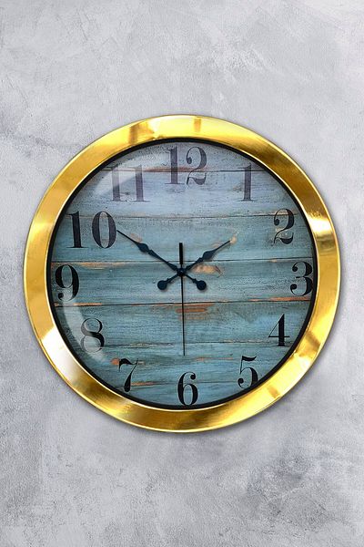Kasva Concept Gift 36 cm Gold Metal Blue Wall Clock