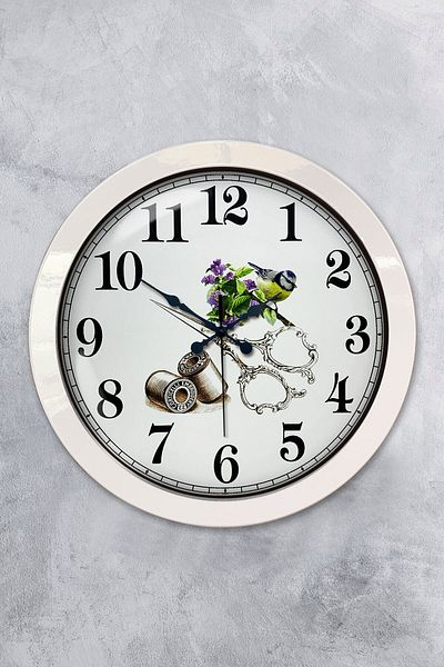 Kasva Concept Gift 36 cm White Metal Tailor Wall Clock