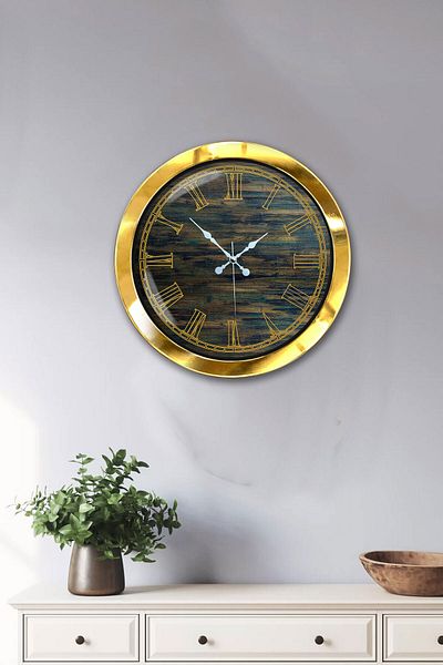 Kasva Concept Gift 36 cm Gold Metal Roman Wall Clock