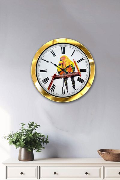 Kasva Concept Gift 36 cm Gold Metal Bird Wall Clock