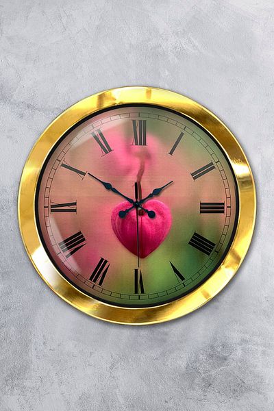 Kasva Concept Gift 36 cm Gold Metal Heart Wall Clock