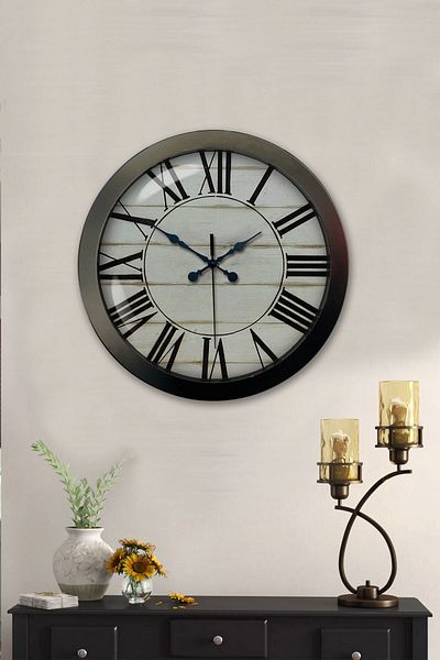 Kasva Concept 36 cm Black Metal Roman Numeral Wall Clock