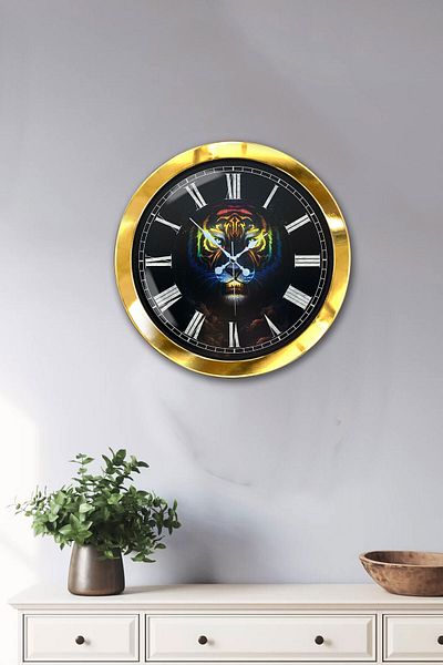 Kasva Concept Cadou 36 Cm Ceas de Perete Animale Metal Aur