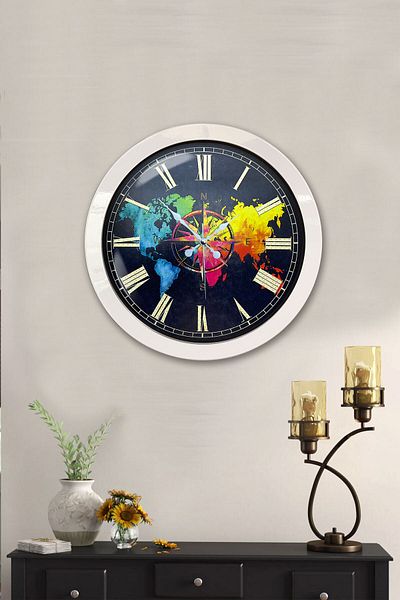 Kasva Concept Gift 36 cm White Metal Compass Wall Clock