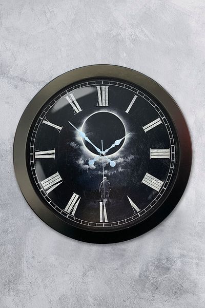 Kasva Concept Gift 36 cm Black Metal Full Moon Wall Clock