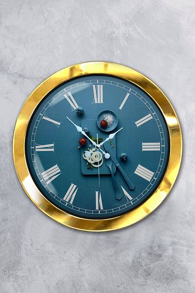 Kasva Concept Gift 36 cm Gold Metal Kitchen Wall Clock
