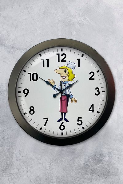 Kasva Concept Gift 36 cm Black Metal Kitchen Wall Clock