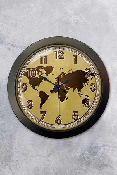 Kasva Concept Gift 36 cm Black Metal Map Wall Clock