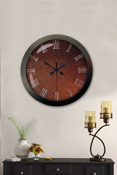 Kasva Concept Gift 36 Cm Black Metal Brown Wall Clock
