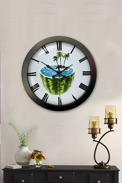 Kasva Concept Gift 36 cm Black Metal Tourism Wall Clock