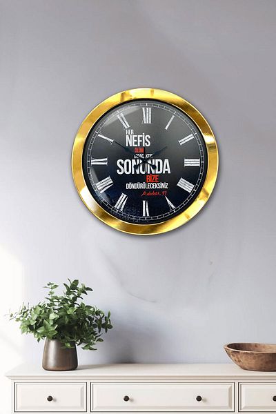 Kasva Concept Gift 36 cm Gold Metal Promise Wall Clock