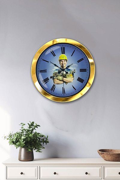 Kasva Concept Gift 36 cm Gold Metal Construction Sector Wall Clock