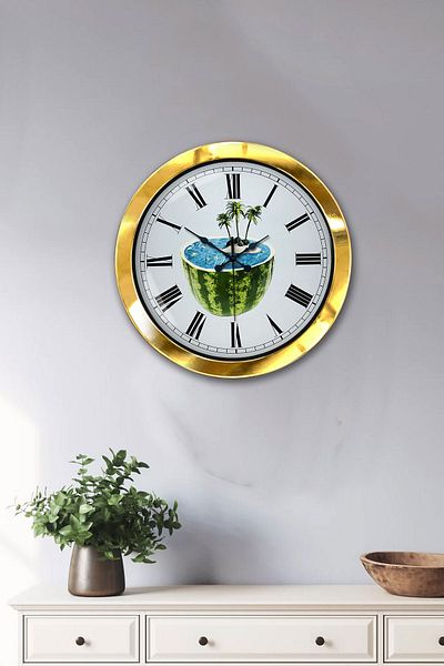 Kasva Concept Gift 36 cm Gold Metal Tourism Wall Clock