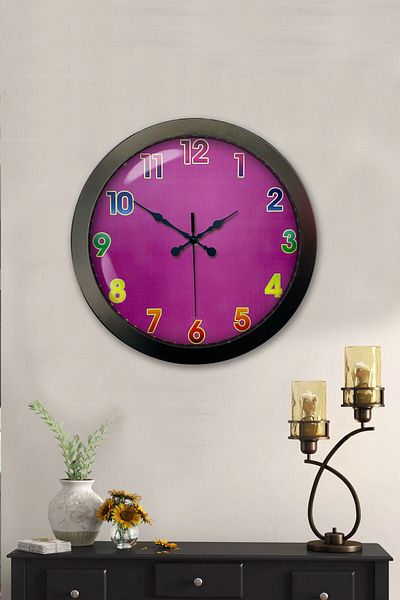 Kasva Concept Gift 36 cm Black Metal Colored Number Wall Clock