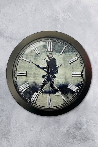 Kasva Concept Gift 36 cm Black Metal Rap Wall Clock