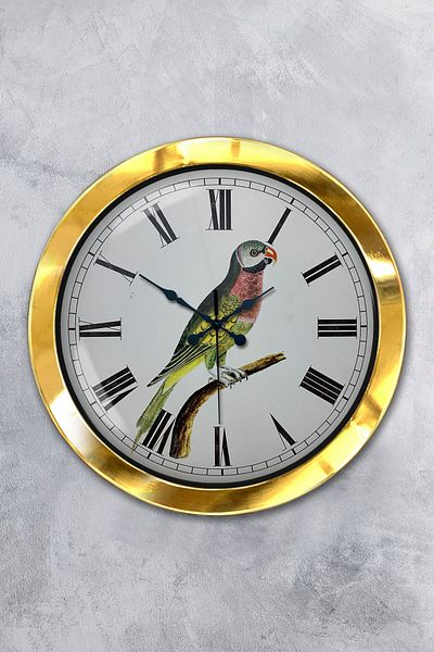 Kasva Concept Gift 36 cm Gold Metal Bird Wall Clock