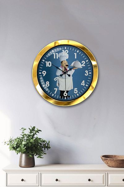 Kasva Concept Gift 36 cm Gold Metal Kitchen Wall Clock