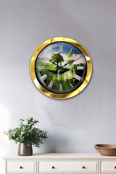 Kasva Concept Cadou 36 Cm Ceas de Perete Metal Auriu Tematic Climatic