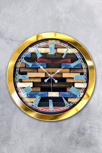 Kasva Concept Gift 36 cm Gold Metal Wood Wall Clock