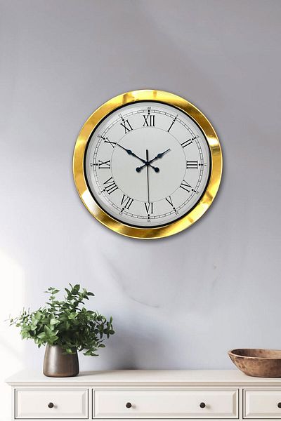 Kasva Concept Cadou 36 Cm Ceas de Perete Retro Metal Auriu