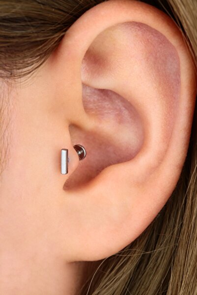Vilma Aksesuar Tragus Cerrahi Çelik Çubuk Piercing (6mm) Gümüş Renk