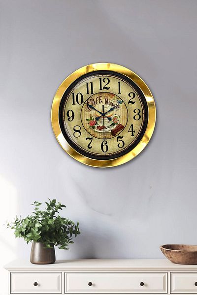 Kasva Concept Gift 36 cm Gold Metal Kitchen Wall Clock