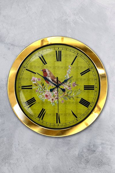 Kasva Concept Gift 36 cm Gold Metal Bird Wall Clock