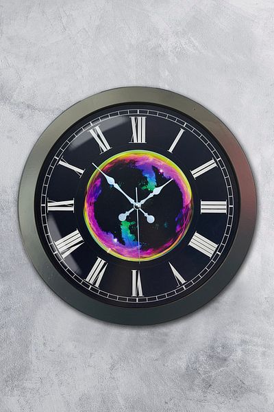 Kasva Concept Gift 36 cm Black Metal Galaxy Wall Clock