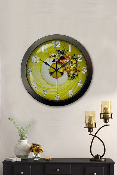 Kasva Concept Gift 36 cm Black Metal Kitchen Wall Clock