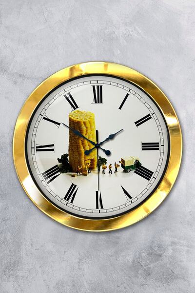 Platin Saat هدية ساعة حائط معدنية ذهبية مصرية مقاس 36 سم