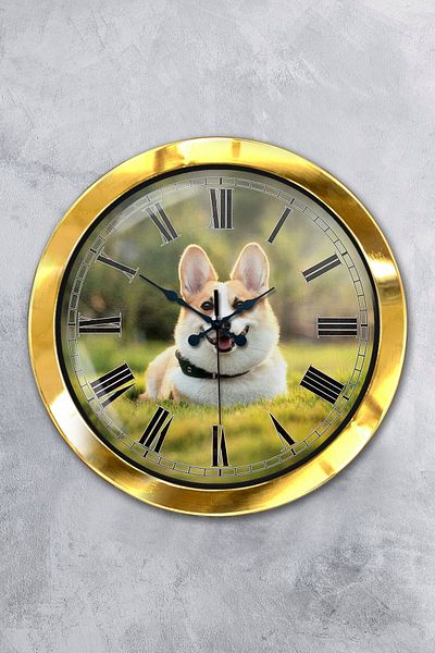 Kasva Concept Gift 36 cm Gold Metal Dog Wall Clock