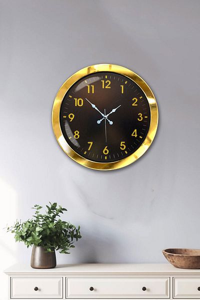Kasva Concept Gift 36 cm Gold Metal Office Wall Clock