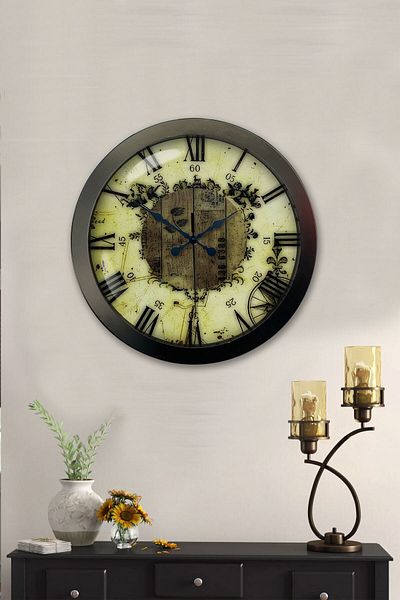 Kasva Concept Cadou 36 Cm Ceas de Perete Antic Metal Negru