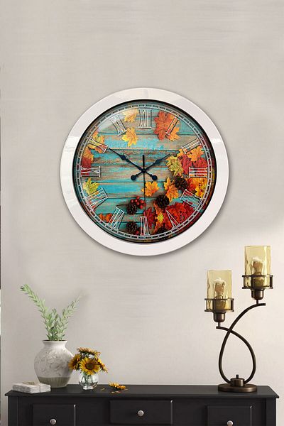 Kasva Concept Gift 36 cm White Metal Autumn Wall Clock