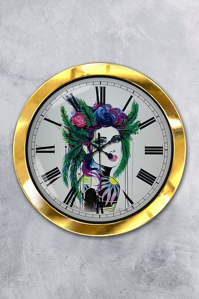 Kasva Concept Gift 36 cm Gold Metal Character Wall Clock