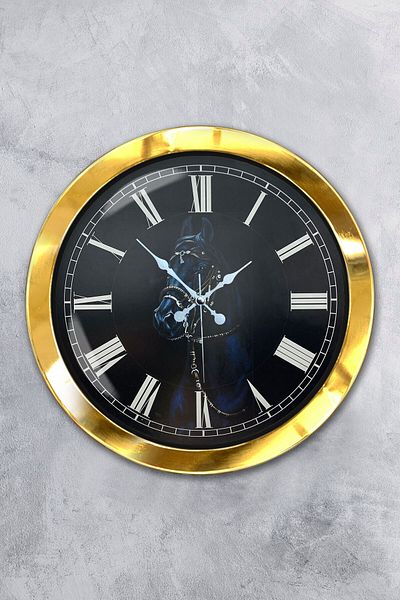 Kasva Concept Gift 36 cm Gold Metal Horse Wall Clock