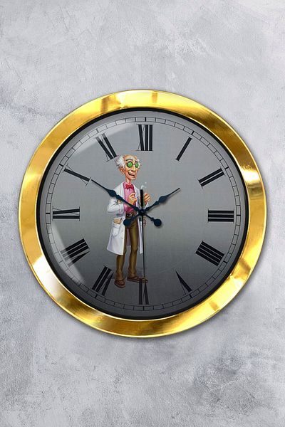 Kasva Concept Gift 36 cm Gold Metal Laboratory Wall Clock