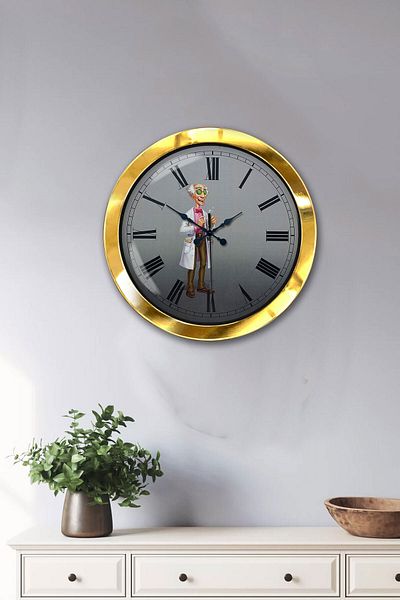 Kasva Concept Gift 36 cm Gold Metal Laboratory Wall Clock