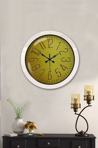 Kasva Concept Gift 36 cm White Metal Yellow Wall Clock
