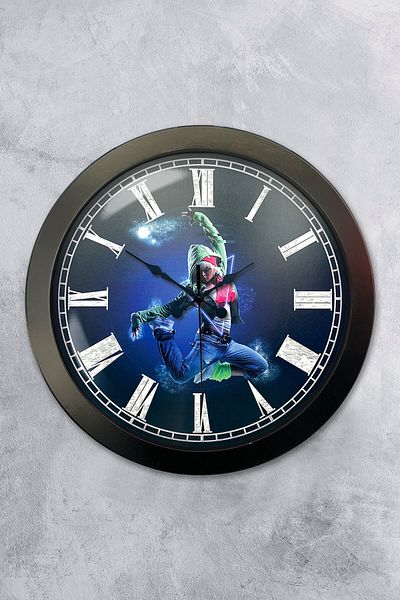 Kasva Concept Gift 36 Cm Black Metal Dance Wall Clock