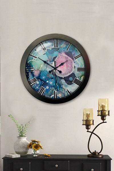 Kasva Concept Gift 36 cm Black Metal Sea Wall Clock