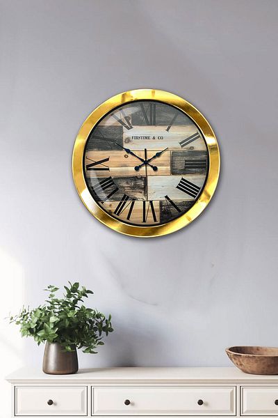 Kasva Concept Gift 36 cm Gold Metal Firstime Wall Clock