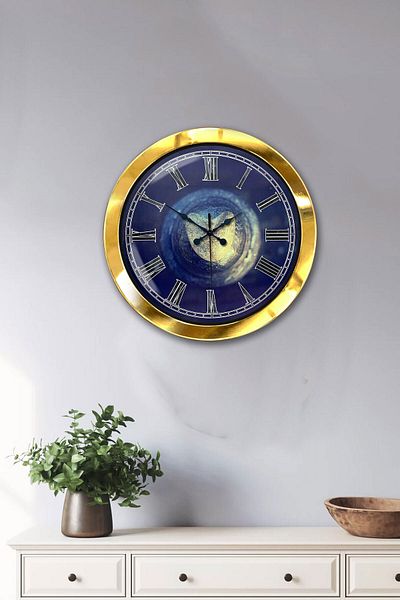 Kasva Concept 36 cm Gold Metal Stone Heart Wall Clock