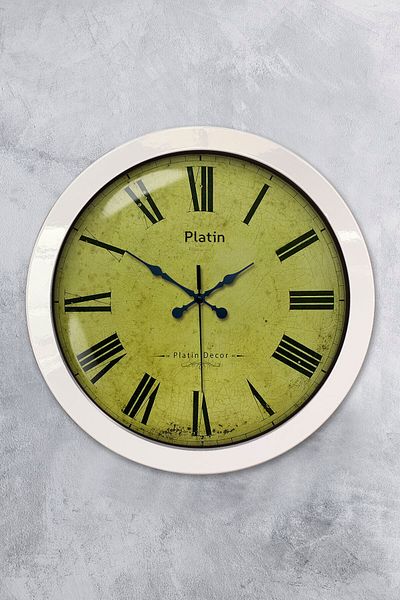 Kasva Concept Gift 36 cm White Metal Roman Numeral Wall Clock