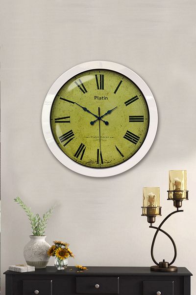 Kasva Concept Gift 36 cm White Metal Roman Numeral Wall Clock