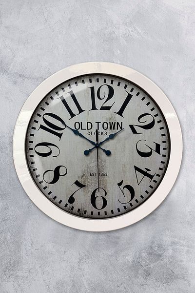 Kasva Concept Gift 36 cm White Metal Old Town Wall Clock