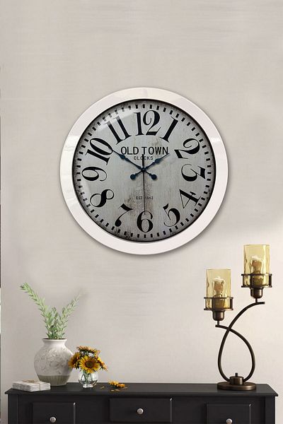 Kasva Concept Gift 36 cm White Metal Old Town Wall Clock