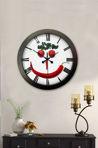 Kasva Concept Gift 36 cm Black Metal Kitchen Wall Clock